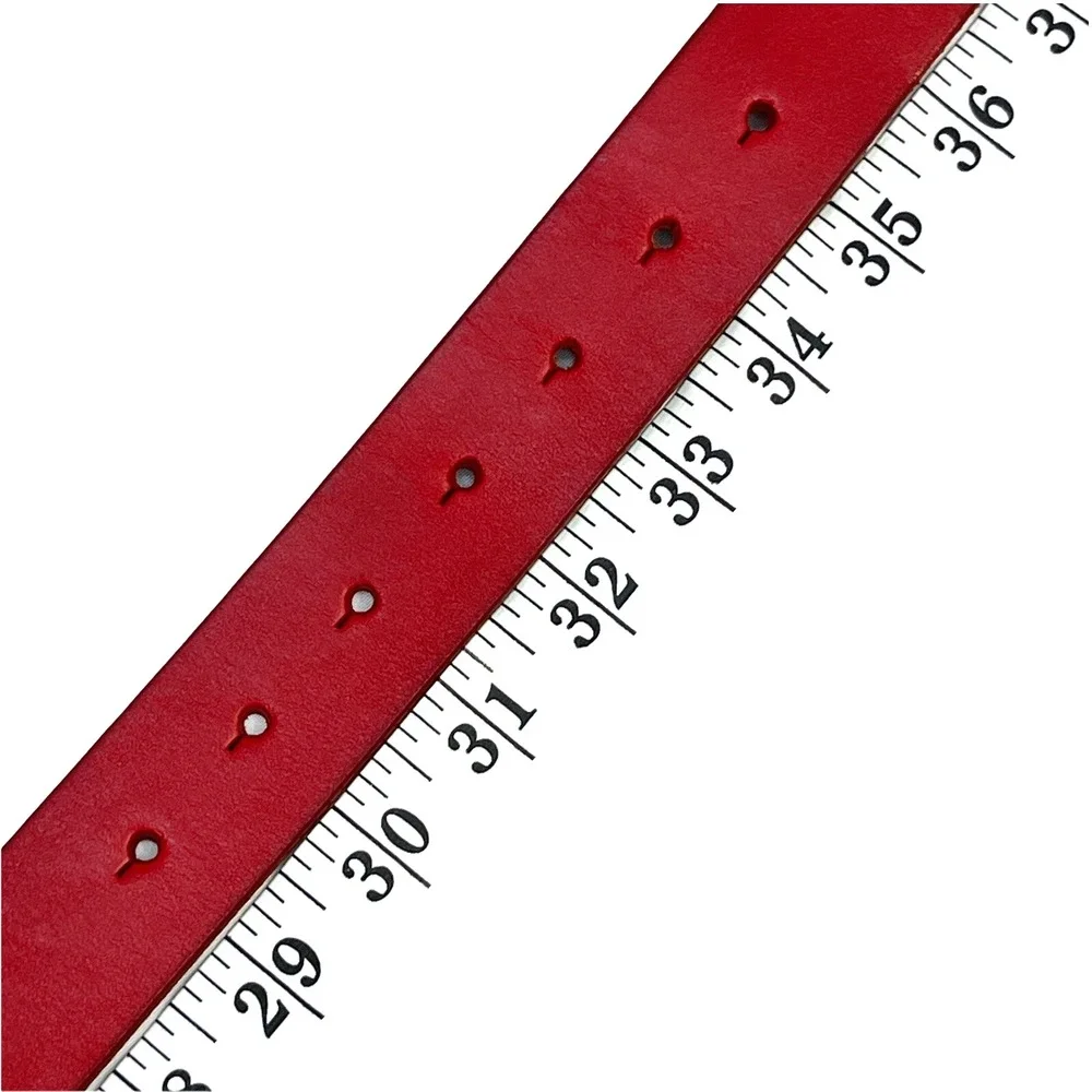 Falari Leather Belt Mens Medium 34-36 Red Silvertone Buckle 29-35